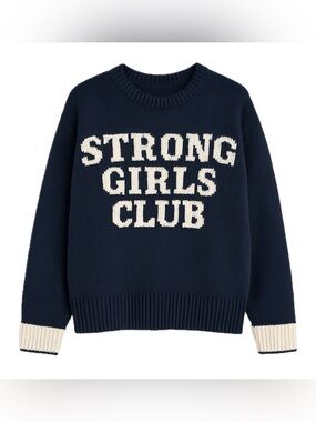 Muthahood "Strong Girls Club" Crewneck Navy Blue  Sweater NWT XL 18 20 women’s